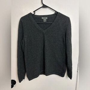 Cashmere Gray Vneck pull over  Sweater XL #1252